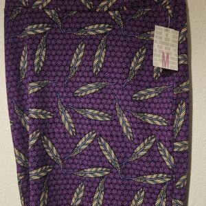 LuLaRoe Purple Feather Print Skirt